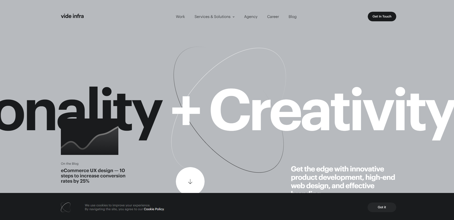 Vide Infra - главная страница стильного по дизайну сайта
